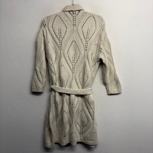 WHBM White House Black Market Cream Belted Cardigan Duster - Picture 2 of 7